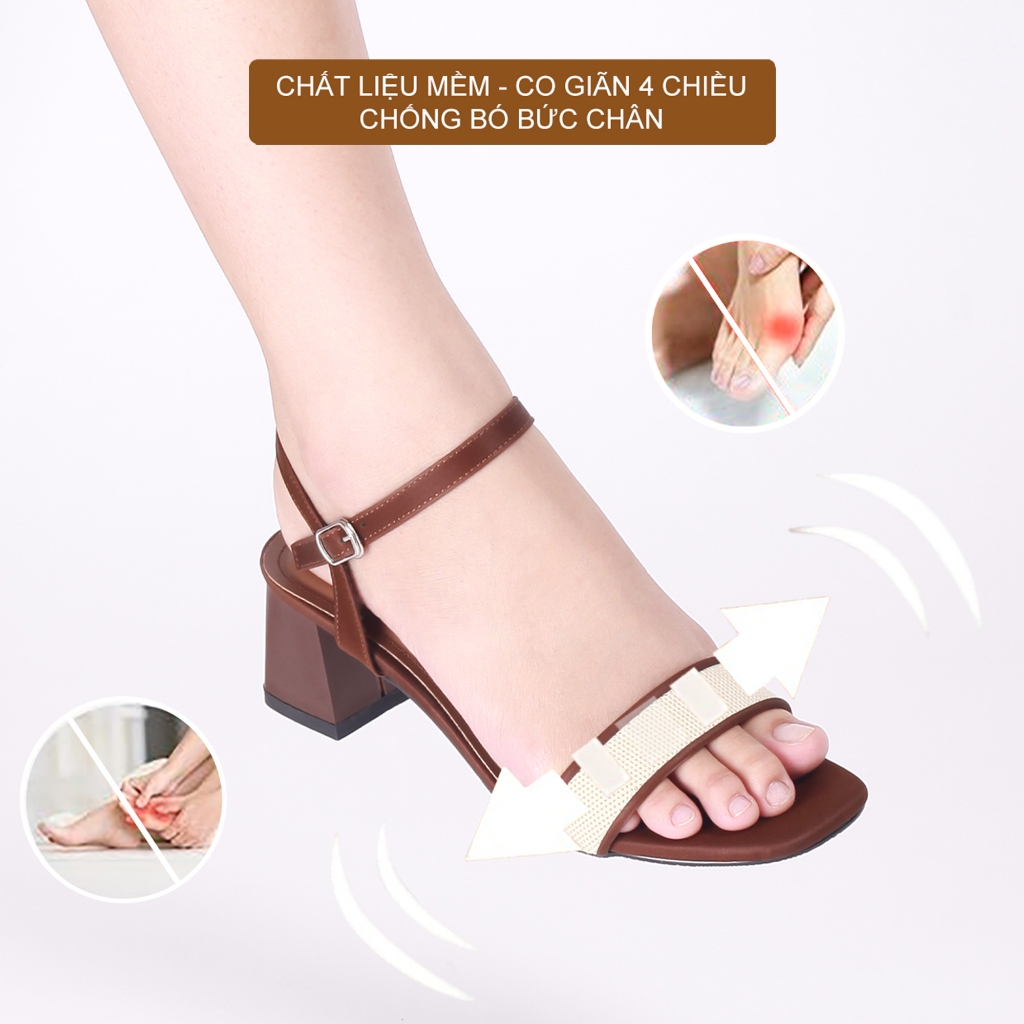 CORII - Giày Sandal Cao Gót Quai Ngang Bản Nhỏ Mũi Vuông Thời Trang và Thoải Mái Nhất - CR6IVR3 Nâu phối Đen