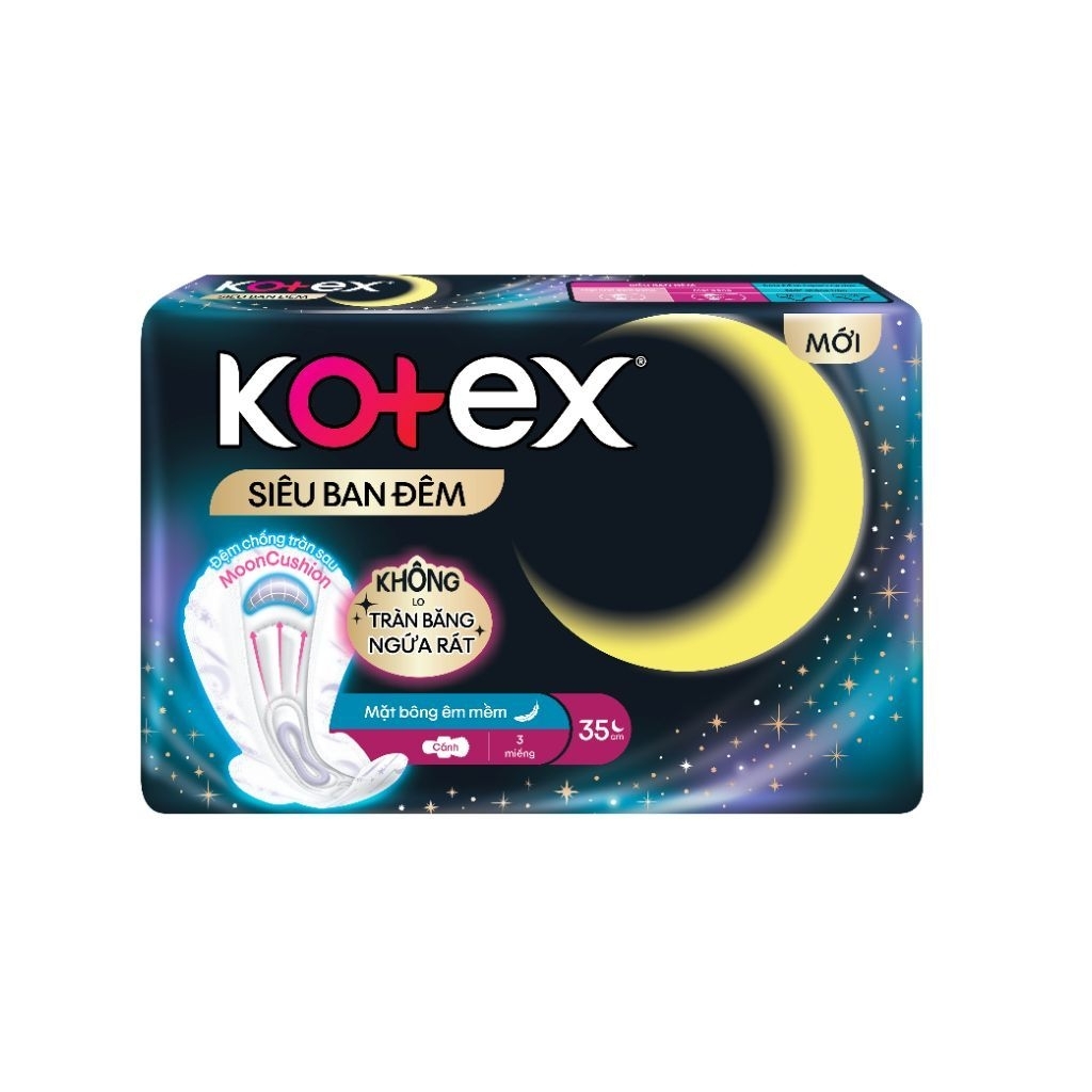 Combo 8 gói hoặc 4 gói Kotex siêu ban đêm 35cm (3 miếng/gói)