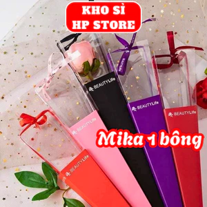 Combo 10 Vỏ hộp mika đựng 1 hoa. Túi 1 bông mica đựng hoa (không kèm hoa) nhiều màu đẹp