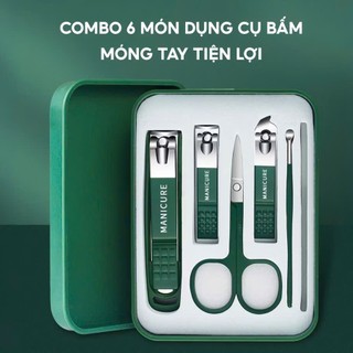 Bộ 6 Món Dụng Cụ Bấm Móng Kèm Hộp Đựng, Bộ Cắt Bấm Dũa Móng Tay Móng Chân Đa Năng