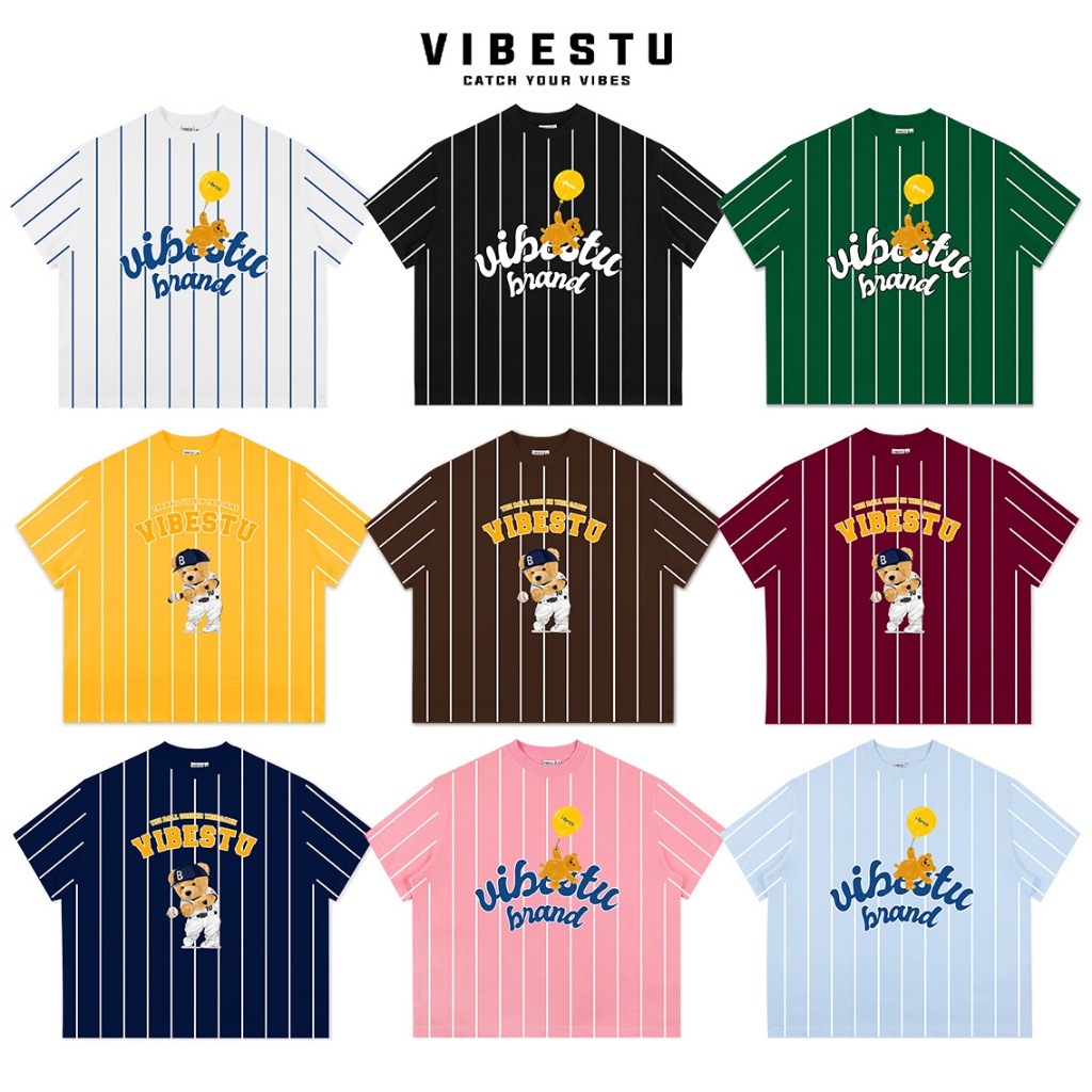 Áo Thun Sọc Local Brand VIBESTU " Gấu Vibestu" Form Big Boxy Unisex 250gsm Cotton