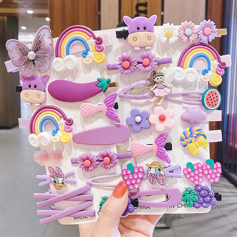 Set Kẹp 14 Món Tổng Hợp Các Mẫu Kẹp Tóc Mái Cho Bé Gái Siêu Xinh, Hoạt Hình Cute , Kẹp Tóc Công Chúa Phong Cách Hàn Quốc