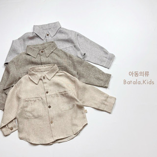 Áo sơ mi dài tay cho bé trai bé gái Batala Kids, áo SƠ MI LINEN TIÊU 3 MÀU - SMK05