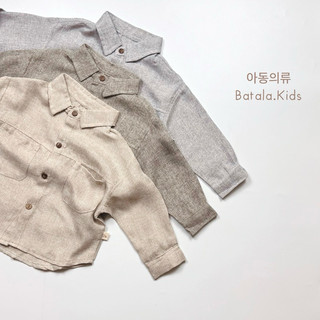 Áo sơ mi dài tay cho bé trai bé gái Batala Kids, áo SƠ MI LINEN TIÊU 3 MÀU - SMK05