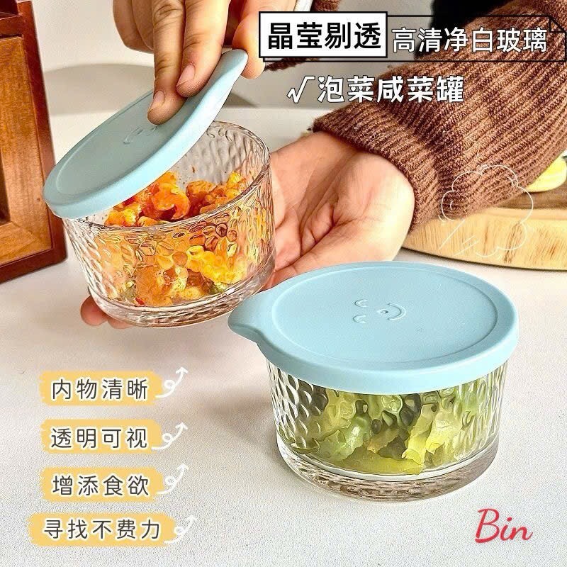 Set 3 hũ thuỷ tinh nắp nhựa màu xanh siêu xinh