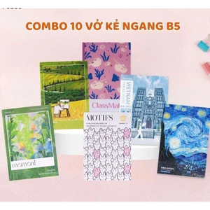 Combo 10 Vở Kẻ Ngang B5 80/120 Trang Vangogh, The Moment, Pattern 60-70gsm Tập Classmate Bìa Cán Mờ