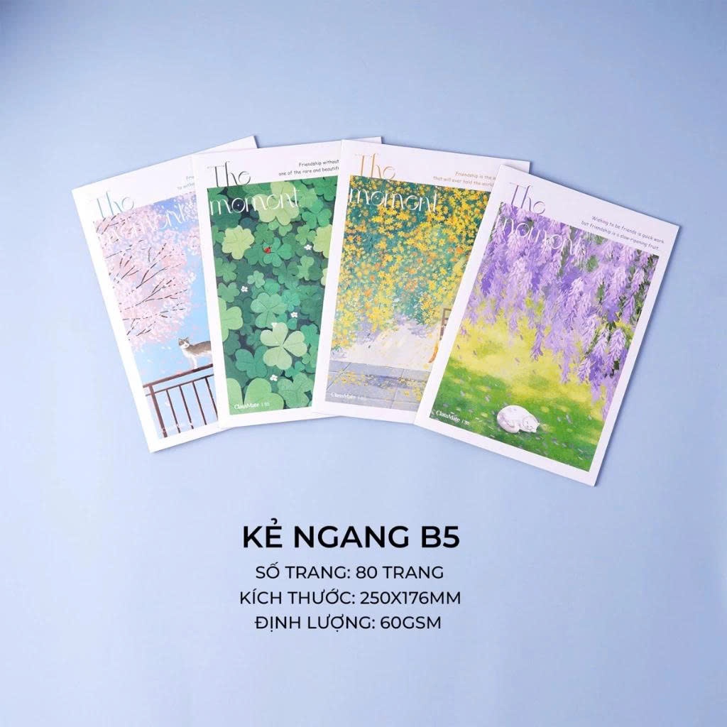 Combo 10 Vở Kẻ Ngang B5 80/120 Trang Vangogh, The Moment, Pattern 60-70gsm Tập Classmate Bìa Cán Mờ