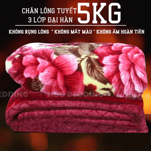 Chăn Lông Tuyết 3 Lớp 5Kg Cỡ Lớn - Chăn Đông Siêu Ấm Áp ềmM Mịn, Bất Chấp Đại Hàn - Dễ dàng giặt máy