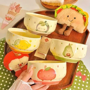 Set 4 bát mix kèm thìa hoạ tiết hoa quả bánh ngọt cưng xỉu