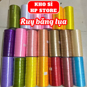 Cuộn ruy băng lụa trơn bản 1cm 2cm 4cm dài 25Y~22 mét nhiều màu sắc