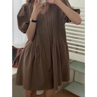 𝗛𝗲𝘃𝗲𝗿 𝗗𝗿𝗲𝘀𝘀 -|LY LINEN| Đầm Linen xếp li Thủ công tay phồng