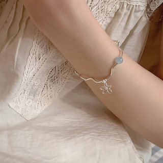 Vòng Tay Nữ Bạc Đá Mặt Trăng Charm Hoa, Lắc Tay Thiết Kế Uốn Lượn Thanh Mảnh Phá Cách PJN Dành Cho Nàng