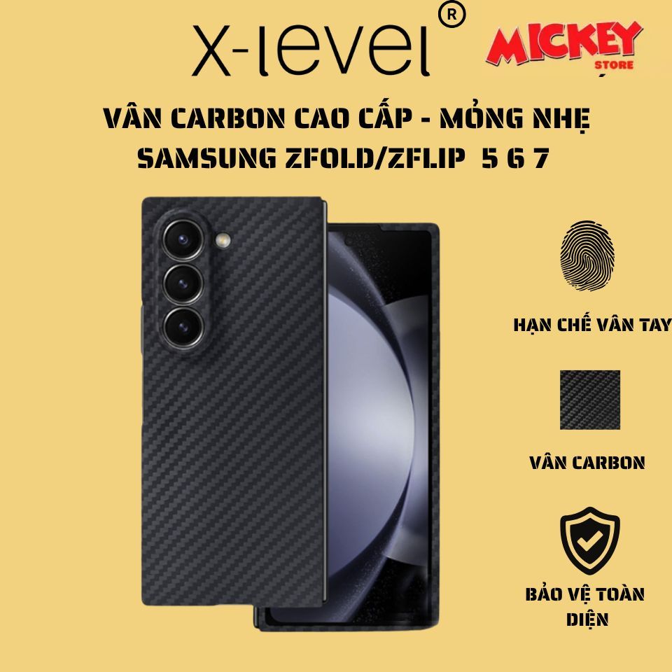 Ốp Lưng vân Carbon X-Level Nanofiber cho Samsung Galaxy Z Fold 5 6 7 / Z Flip 5 6 7 - Sang Trọng