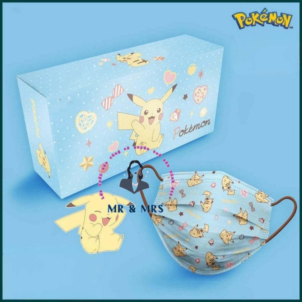 (Set 10/30/50) Khẩu Trang Hoạt Hình Pokémon Người Lớn