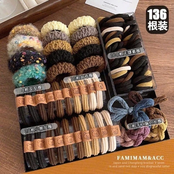 Set 136 Dây Buộc Tóc Nữ Siêu Đẹp - Nhiều Mẫu Đa Dạng, Tiện Lợi, Giá Siêu Hời . KHÔNG KÈM HỘP HAY KHAY