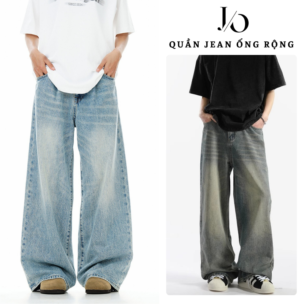 Quần Jean Nam Ống SIÊU RỘNG 37CM Form Đứng Dáng Dài Quần Jean Unisex WASH RETRO Suông Ống Rộng JEAN