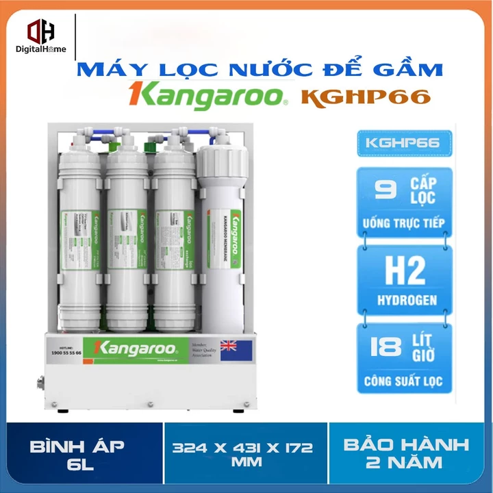 Máy lọc Nước Kangaroo Hydrogen Để Gầm KGHP66,18l/H, 9 Cấp lọc, Bảo Hành Chính Hãng