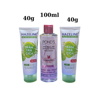 Combo 3 Món cho nữ: 2 Chai sữa rửa mặt Hazeline tràm trà CiCa 40g+ 1 Chai nước tẩy trang Pond's 100ml-Hàng khuyến mãi
