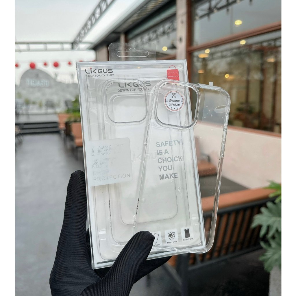 Ốp Likgus trong suốt siêu mỏng 0.3mm không ố vàng IPhone 17Promax 17Pro 17Air 17 16 15 14 13 12 11