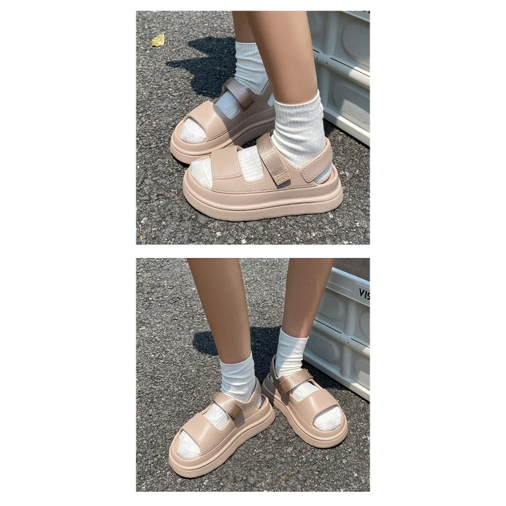 (FỎM TO LÙI SIZE) Dép Sandal Quai Hậu Nữ 2 Quai Ngang Đế Cao 6cm Quai Điều Chỉnh Đi Học Đi Chơi Phong Cách Cực Xinh