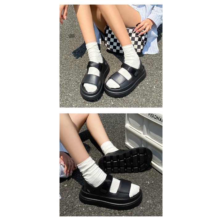 (FỎM TO LÙI SIZE) Dép Sandal Quai Hậu Nữ 2 Quai Ngang Đế Cao 6cm Quai Điều Chỉnh Đi Học Đi Chơi Phong Cách Cực Xinh