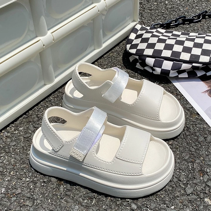 (FỎM TO LÙI SIZE) Dép Sandal Quai Hậu Nữ 2 Quai Ngang Đế Cao 6cm Quai Điều Chỉnh Đi Học Đi Chơi Phong Cách Cực Xinh