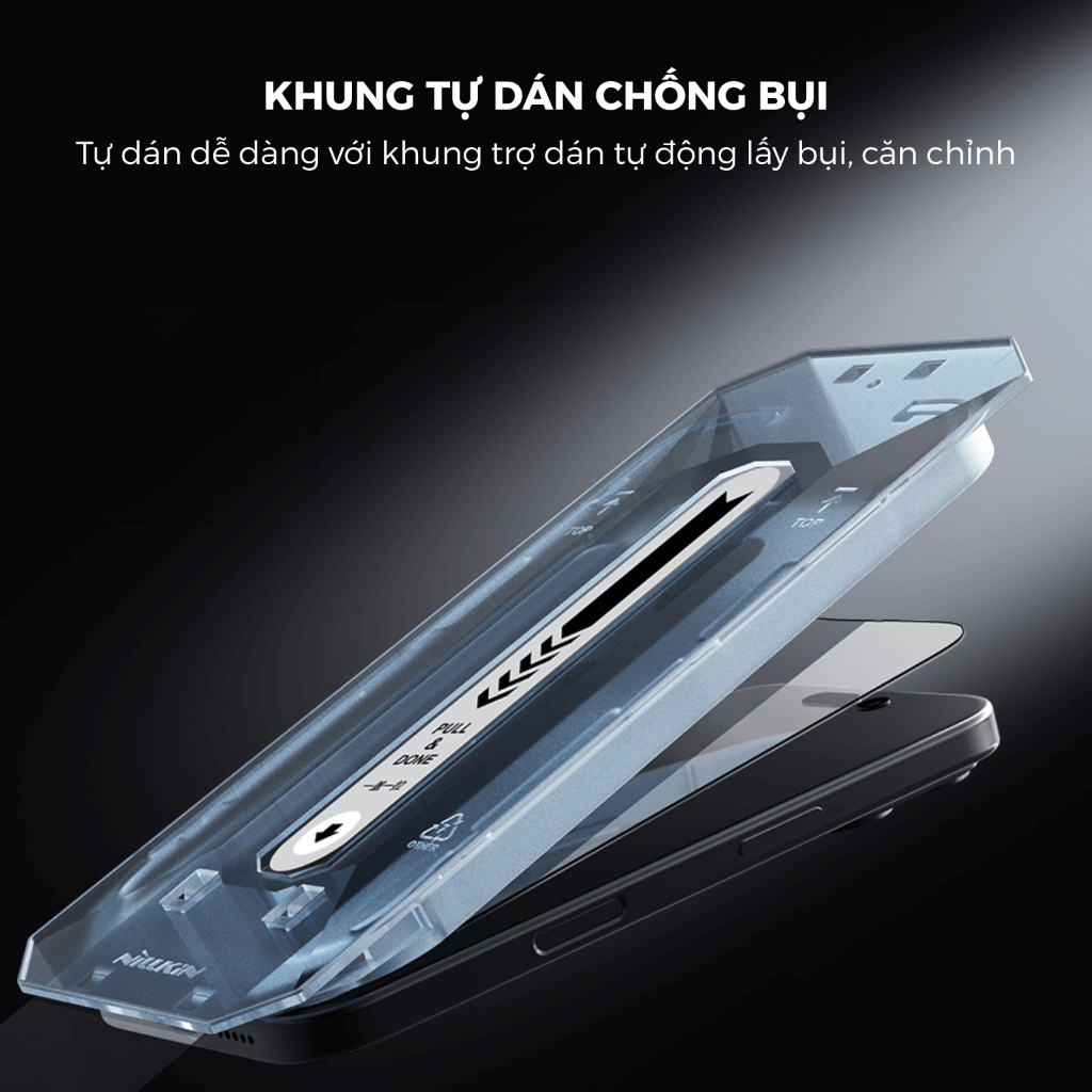 Kính cường lực trong suốt khung trợ dán Nillkin CP+ Pro viền mỏng cho IPhone 17Promax 16Promax 16Pro
