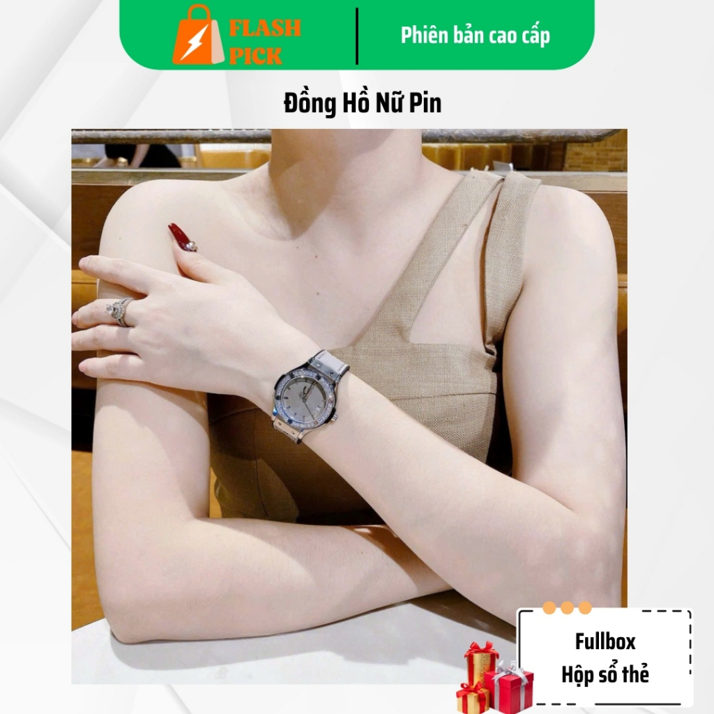 Flash Pick Đồng Hồ Cặp Nam Nữ PPOLO Dây Cao Su Mặt Đính Đá FULLBOX