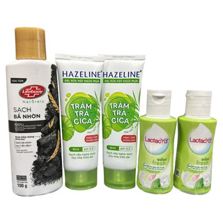 Combo 5 món du lịch gồm: 1 Sữa tắm 100g + 2 Rửa mặt 40g (Hàng khuyến mãi) + 2 dung dịch vệ sinh 60ml (Hàng khuyến mãi)