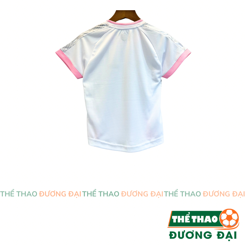 [Peinn] Quần Áo Bóng Đá Trẻ Thiết Kế Mikal Ravid Trắng Hồng Thun Mè Thoáng Khí Đồ Đá Banh Cho Bé