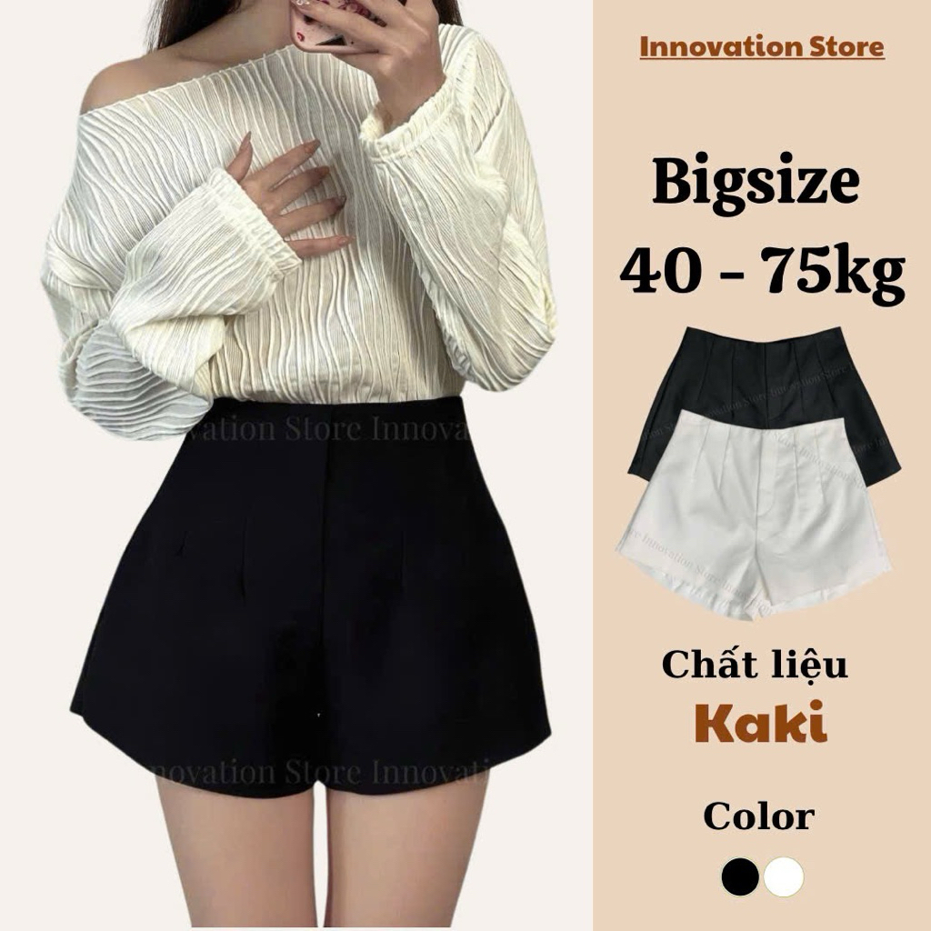 Quần Short Đùi 2 Lớp BIG SIZE Cạp Siêu Cao, Sooc Nữ Ngắn Vải Kaki Giãn Chuẩn Form Loại 1 TA-95