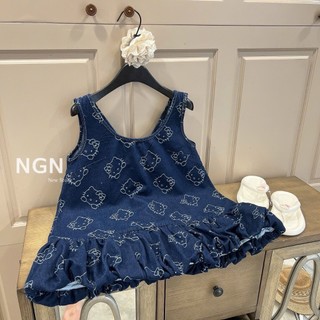 Váy hai dây bản lớn khoét lưng đính nơ lớn hoạ tiết dáng suông chân nhún xoè xinh tiểu thư cho nàng - BaoTrang.clothes