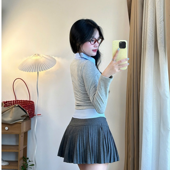 Áo Thun Joolate Phối Cổ & Vạt Sơ Mi - Dáng Ôm Body, Áo Công Sở Thanh Lịch, Mặc Đi Học & Đi Làm 1118_P7k4