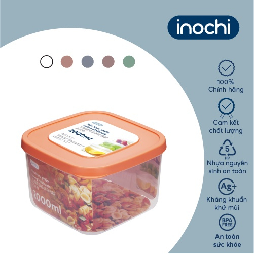 Hộp thực phẩm vuông inochi, k chứa chất BPA, sử dụng đựng đồ ăn tủ lạnh,lò vi sóng