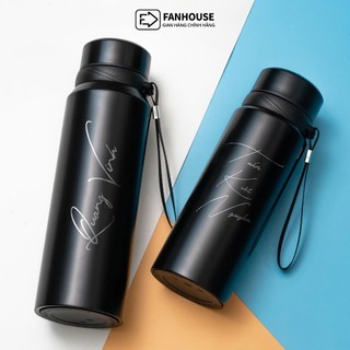 Bình giữ nhiệt Sport 800-1100ml bình nước thể thao 24h Fan House inox 304 có dây cầm, ngăn lọc trà