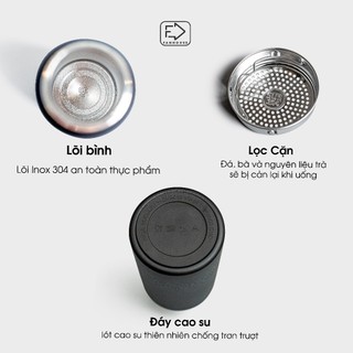 Bình giữ nhiệt Sport 800-1100ml bình nước thể thao 24h Fan House inox 304 có dây cầm, ngăn lọc trà