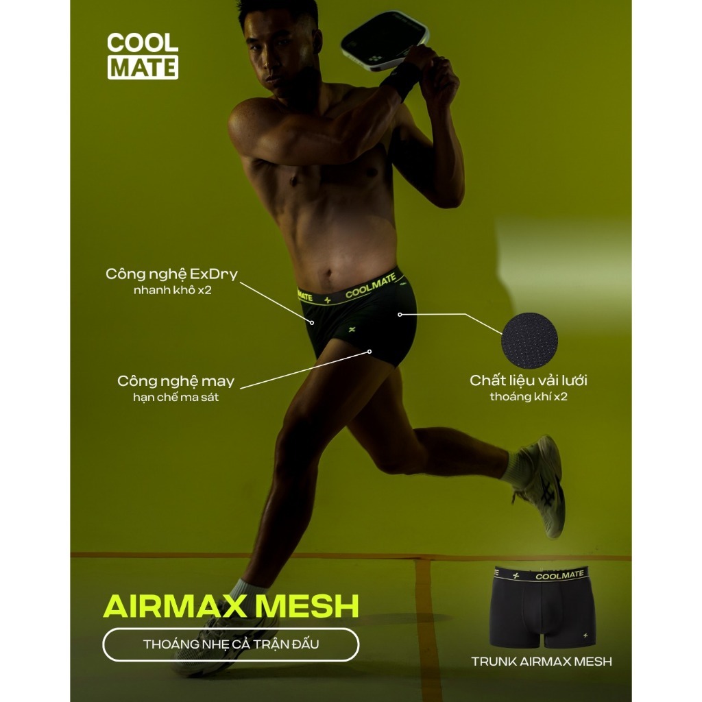 [MUA 2 GIẢM 5%]Quần Lót Nam Trunk AirMax Mesh Thoáng mát, Nhanh Khô, Co giãn - Coolmate