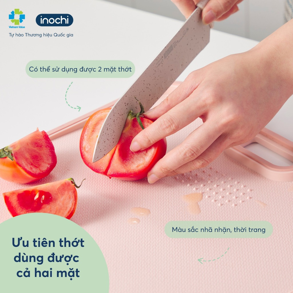 Thớt nhựa đa năng Yoko inochi, thiết kế chống trượt, chất liệu nhựa PP có ion Bạc Ag+ kháng khuẩn