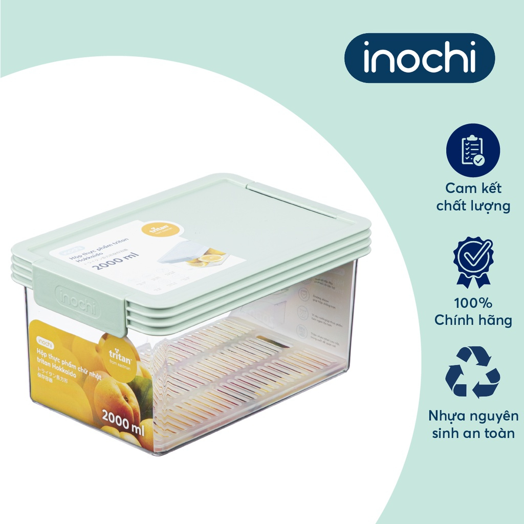 Hộp thực phẩm Tritan chữ nhật Hokkaido 500-1000-2000-3500-5000ml, an toàn sức khỏe