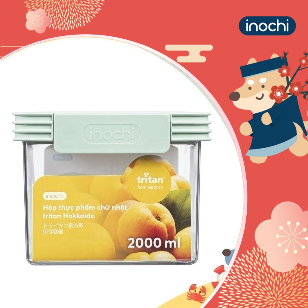 Hộp thực phẩm Tritan chữ nhật Hokkaido 500-1000-2000-3500-5000ml, an toàn sức khỏe