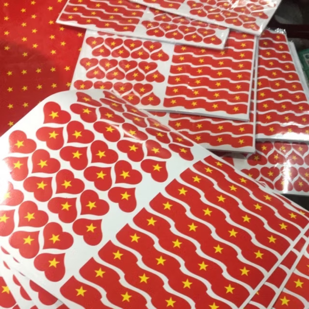 Giảm giá 90% Sticker Cờ Việt Nam Dán Má,Ly Trà Sữa,Set (56 Tem) Decal Cờ Tổ Quốc Việt Nam Hàng tôi yêu VN
