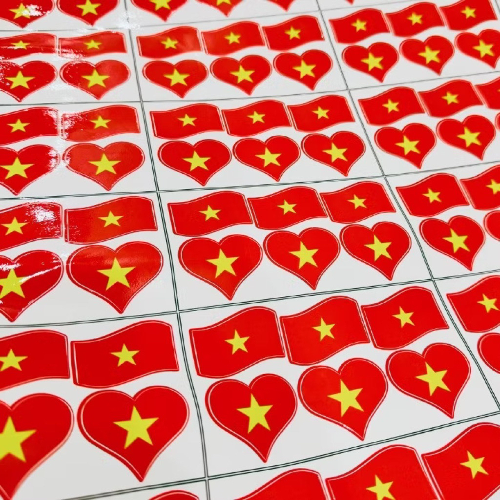 Sticker Cờ Việt Nam Dán Má,Ly Trà Sữa, hiSet Decal Cờ Tổ Quốc Việt Nam Hàng Sử Dụng 1 Lần Thân Thiện Môi Trường