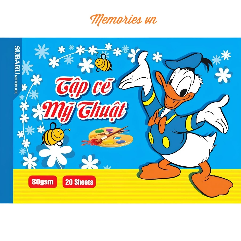 Vở Tập vẽ Mỹ Thuật A4 100gsm 40 trang, sổ giấy vẽ trẻ em, học sinh, hoạt hình Donald, tô màu, Hùng A