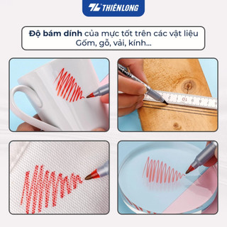 Bút dạ kinh, dạ dầu thiên long PM04 (viết lên giấy cứng như thời khóa biểu)
