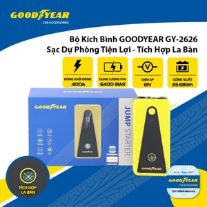 Bộ Kích Bình Cho Xe Hơi 400A GOODYEAR GY-2626 Đa Chức Năng Sạc Dự Phòng 6400mAh Đèn LED Khẩn Cấp Tích Hợp La Bàn