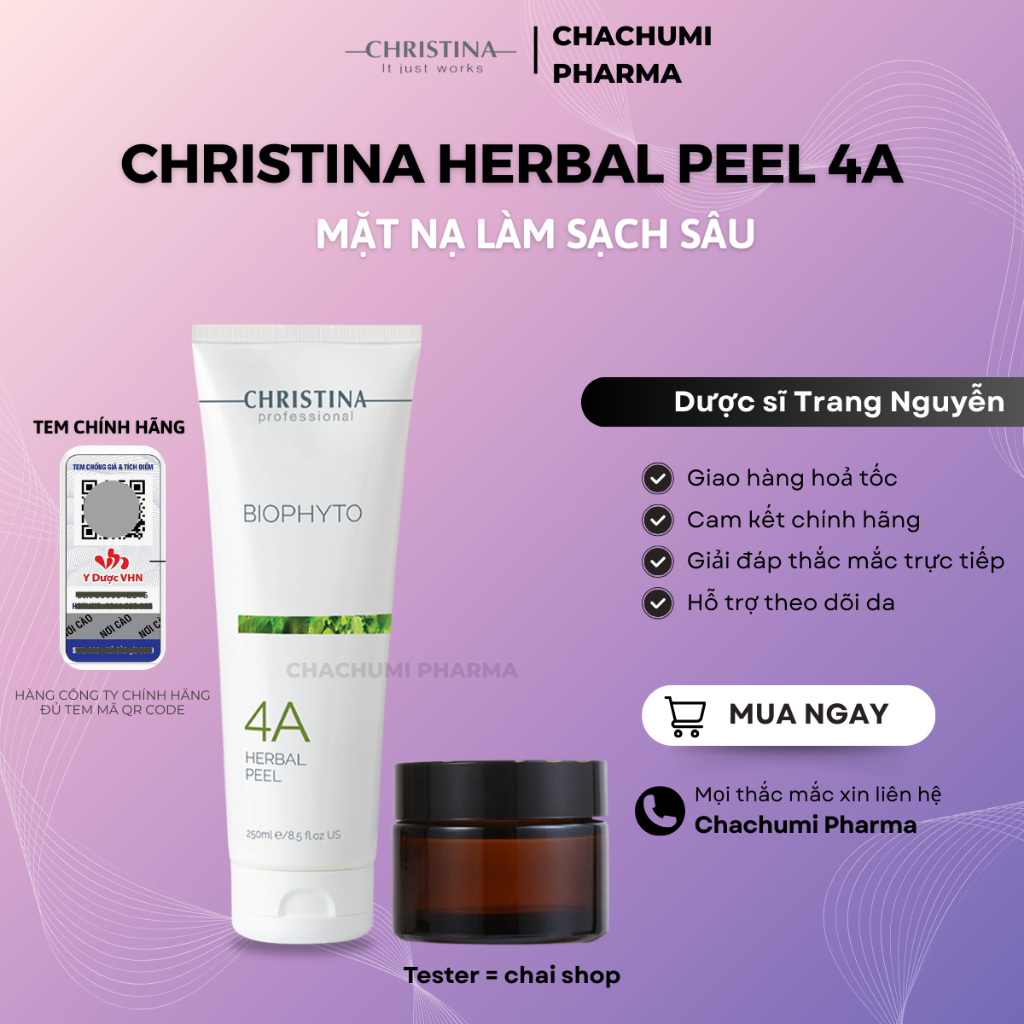 パック・フェイスマスク CHRISTINA BIOPHYTO 4A HERBAL PEEL 250ml SIZE 250ML] MẶT NẠ PEEL LÀM SẠCH SÂU CHRISTINA BIOPHYTO 4A HERBAL