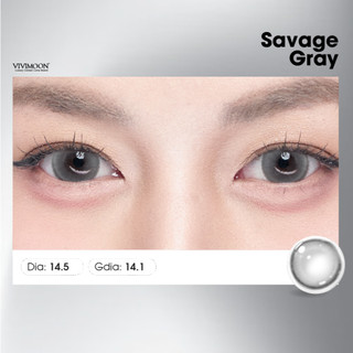 Kính áp tròng VIVIMOON EYECONIC lens cận cho mắt thở màu xám baby Savage Gray, giãn tròng to 14.5mm hạn sử dụng 6 tháng