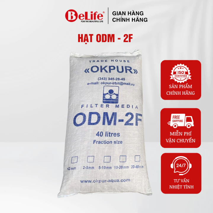 Hạt lọc nước ODM-2F OKPUR Nga vật liệu lọc nước giếng khoan, nước sinh hoạt (Bao 40L)