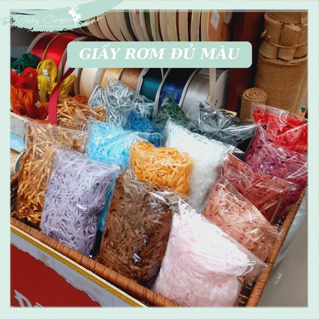 [Đủ màu] Giấy rơm, giấy rối, giấy vụn cắt nhuyễn sợi mảnh lót hộp quà ...