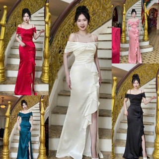 Đầm dạ hội thiết kế trễ vai bèo giữa cao cấp tko